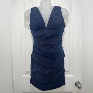 Emerald Sundae Deb Women's Navy and Gold Bodycon glitter dark blue gold dress XL